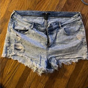 H&M Faded Blue Ripped Jean Shorts